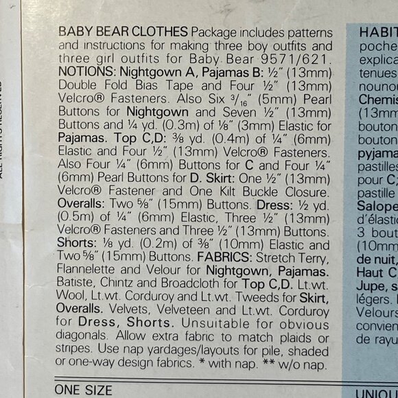 Vogue 621 & 622 Linda Carr 15" Baby Bears and Baby Bear Clothes Patterns  Uncut - Picture 8 of 10